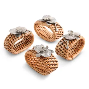 Orchid Hand Woven Wicker Rattan Napkin Ring, Set of 4