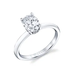 Oval Cut Solitaire Engagement Ring - Joanna 18k Gold White