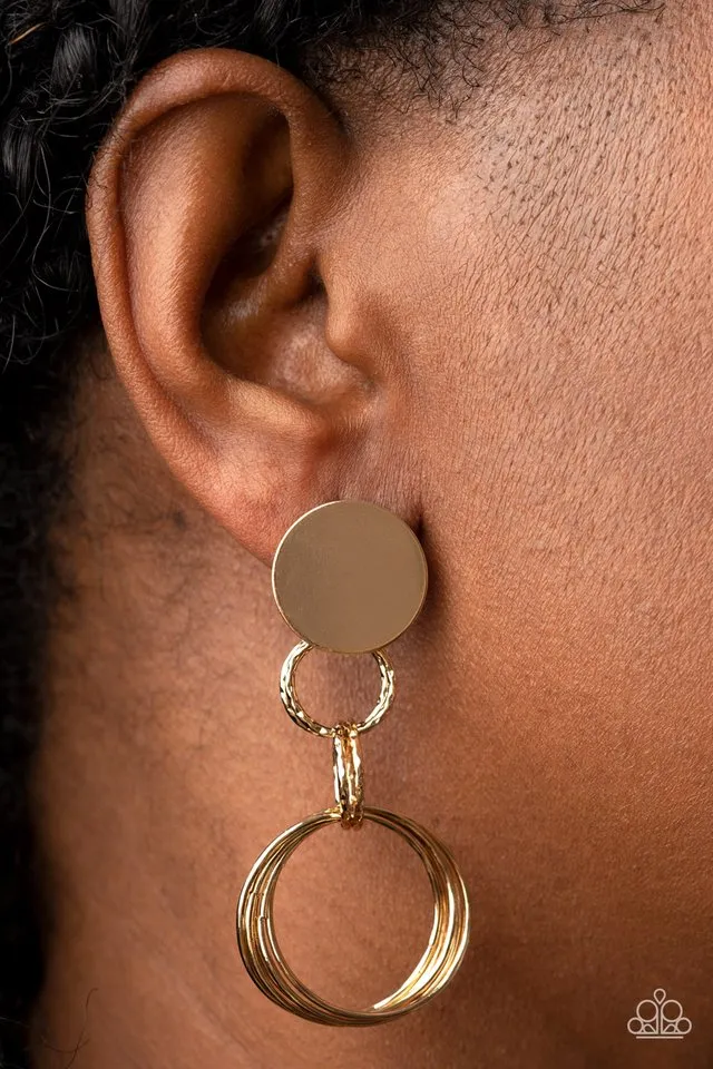 Paparazzi Earring ~ Industrialized Fashion - Gold