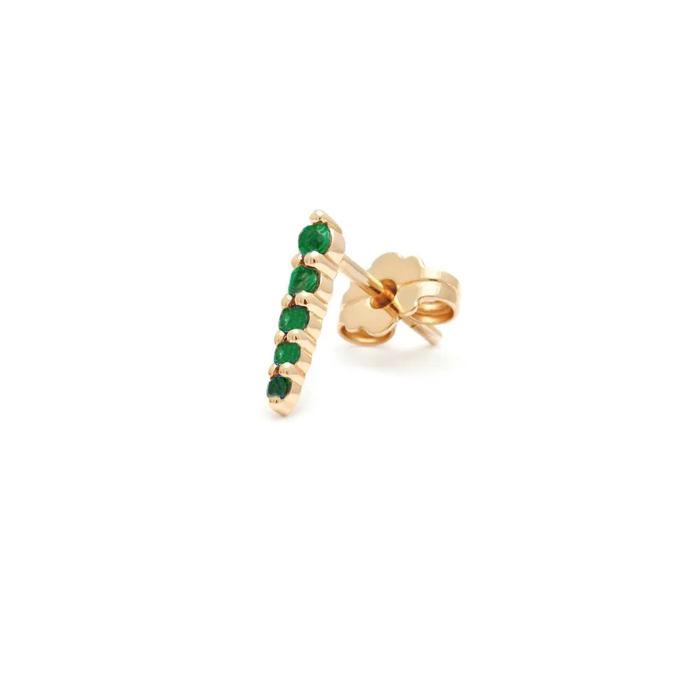 Pavé Pointe Stud Earring (Medium) - Yellow Gold & Emerald