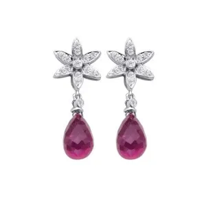 Pink Tourmaline and Diamond Drop Earrings