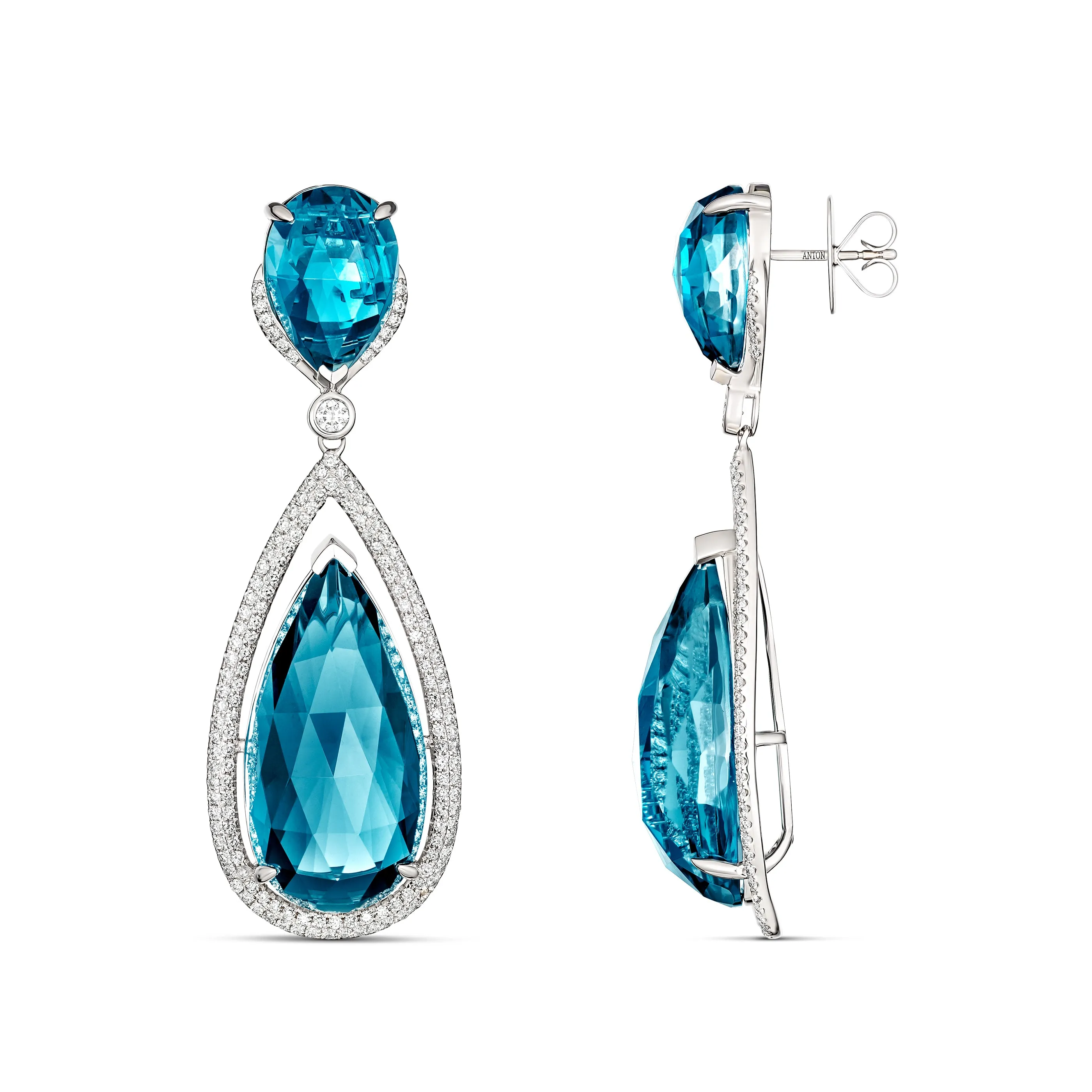 ROCK Candy® Blue Topaz Diamond Drop Earrings | 18K White Gold