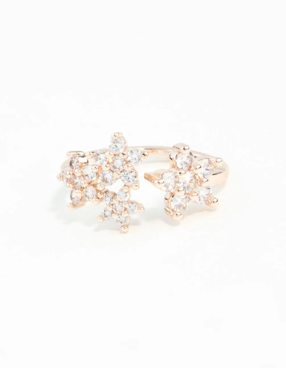 Rose Gold Cubic Zirconia Flower Ring