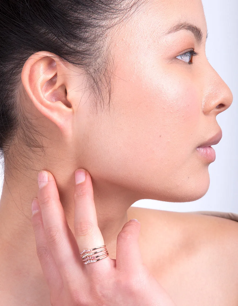 Rose Gold Ombre Diamante Ring Stack