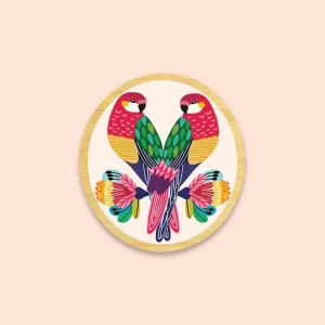 Rosellas Wooden Brooch