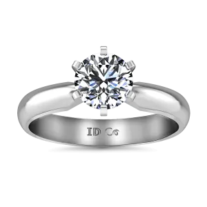 Round Diamond Solitaire Engagement Ring Wide Classic 6 Prong 14K White Gold