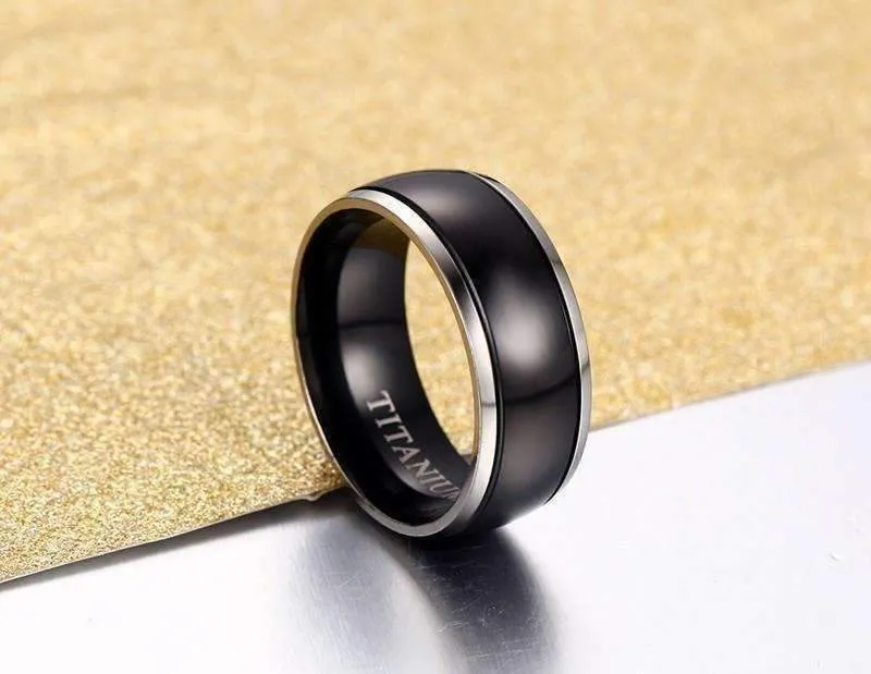 Sable Black Titanium Men's Wedding Band Ring