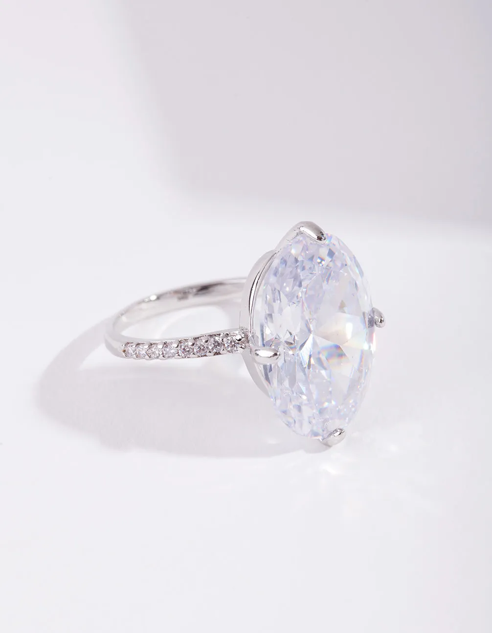 Silver Cubic Zirconia Oval Stone Ring