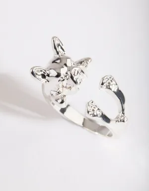 Silver French Bulldog Ring