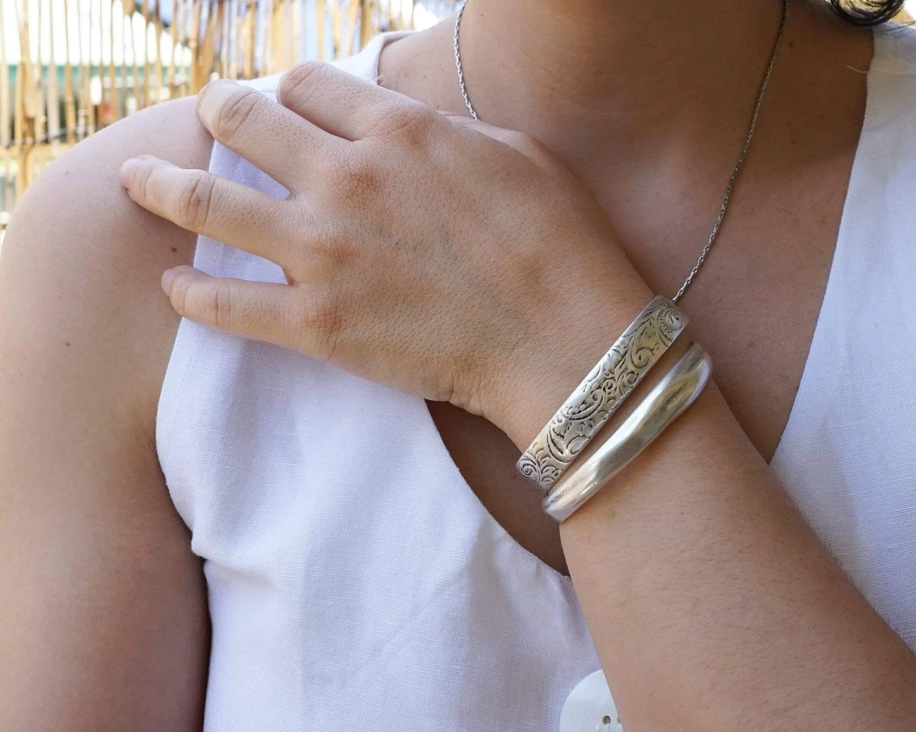 Silver Hammered Cuff