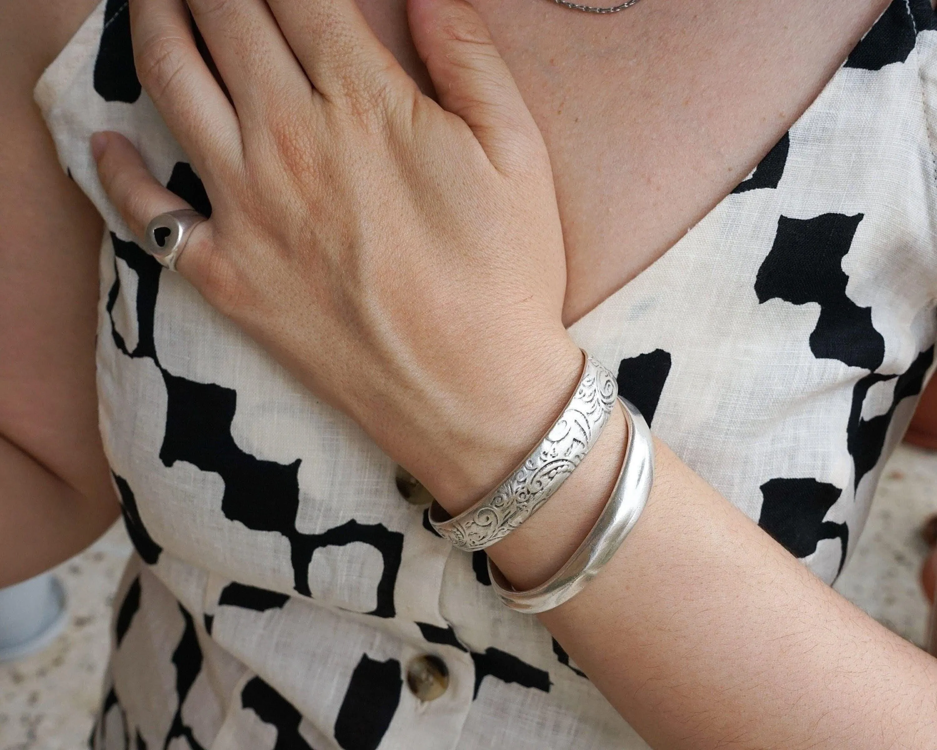 Silver Hammered Cuff