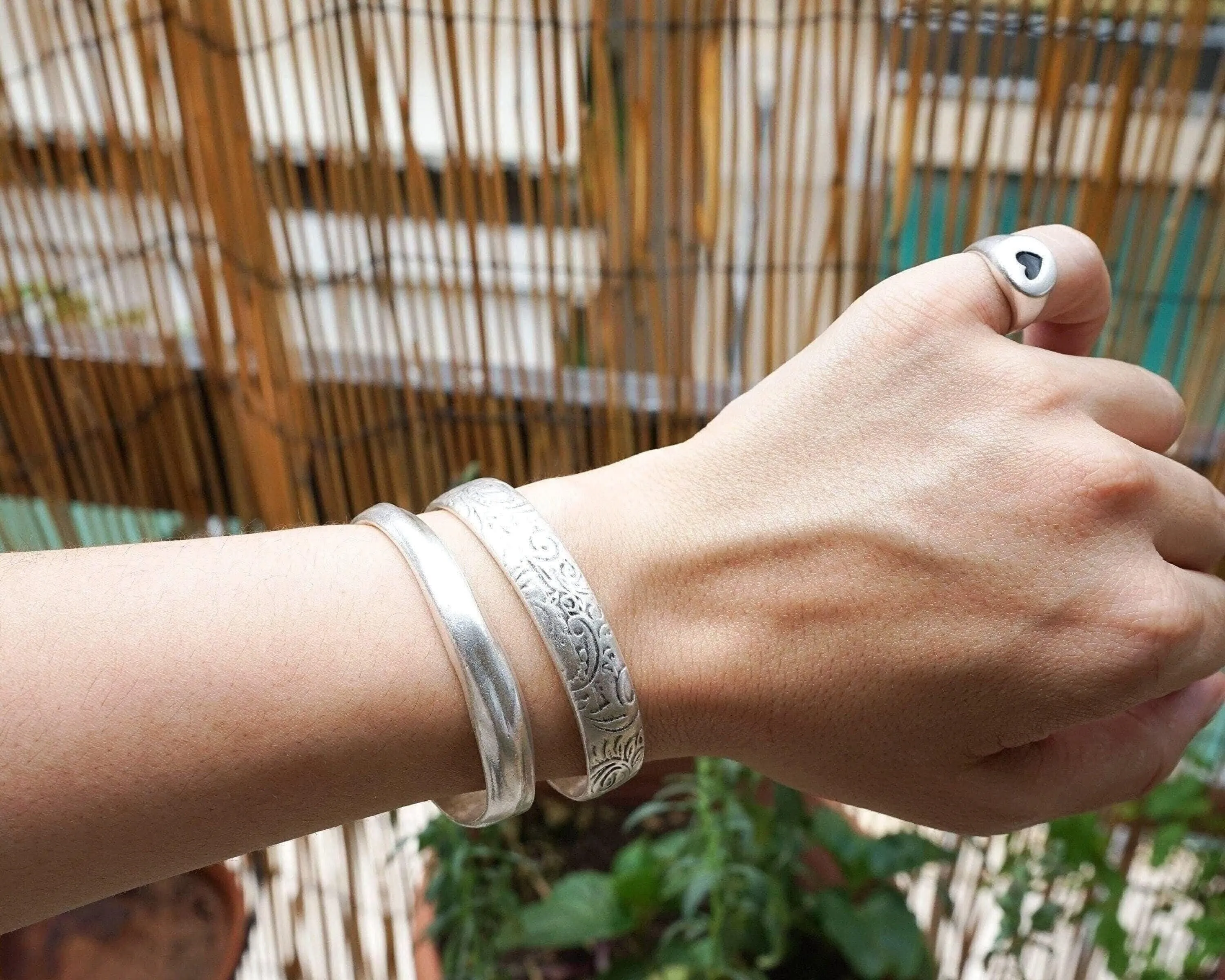 Silver Hammered Cuff