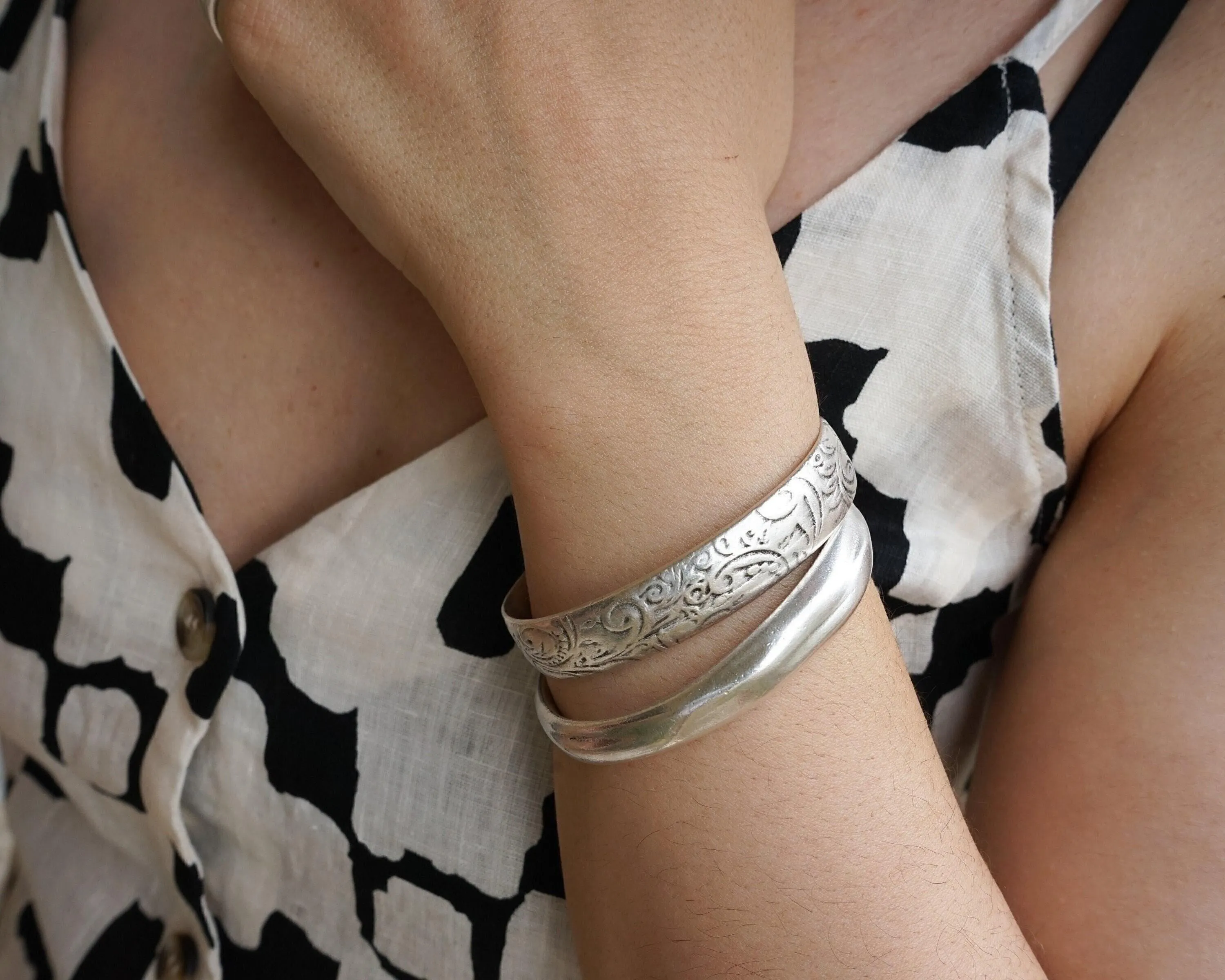 Silver Hammered Cuff