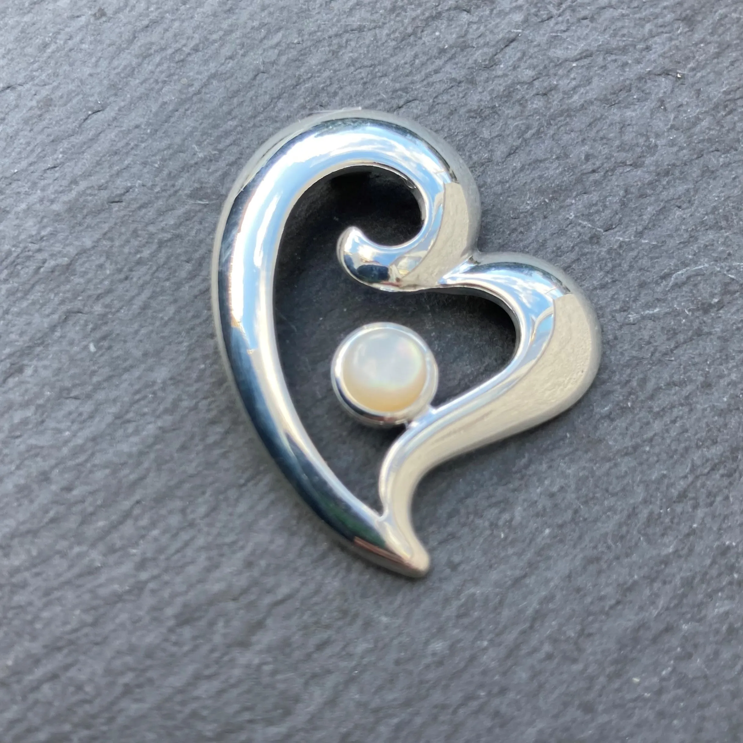 Silver Heart Brooches  -by Mhairi Sim - Girl Paua