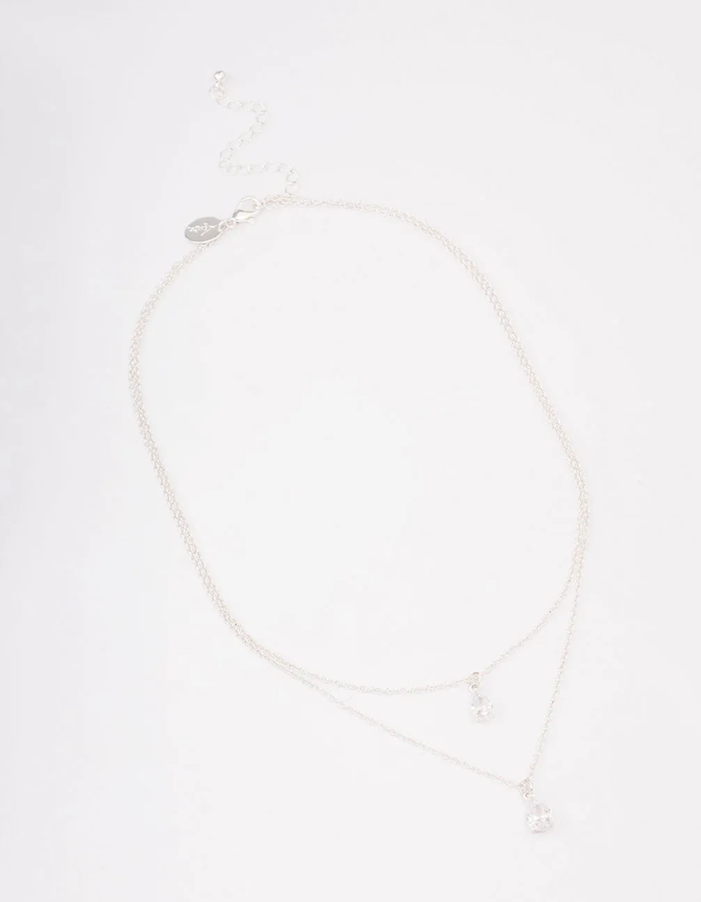 Silver Layered Dainty Diamante Short Necklace