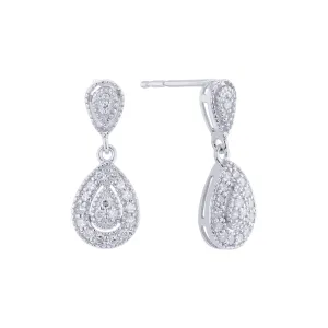 Silver Serenity Diamond Drop Earrings