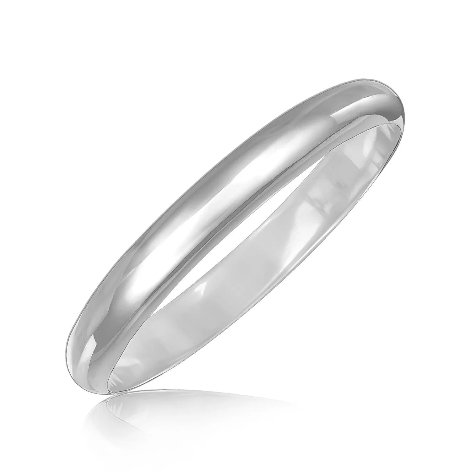 Size: 7.5'' - Sterling Silver Dome Style Bangle with Rhodium Plating