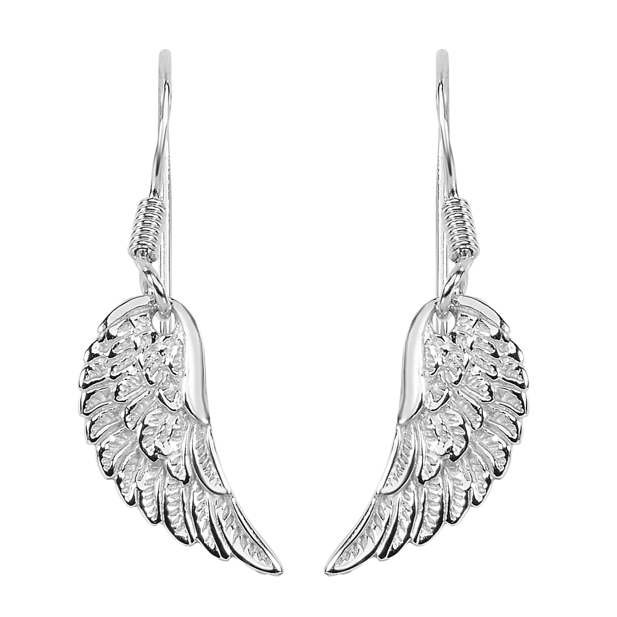 Sterling Silver Angel Wing Dangle Earrings