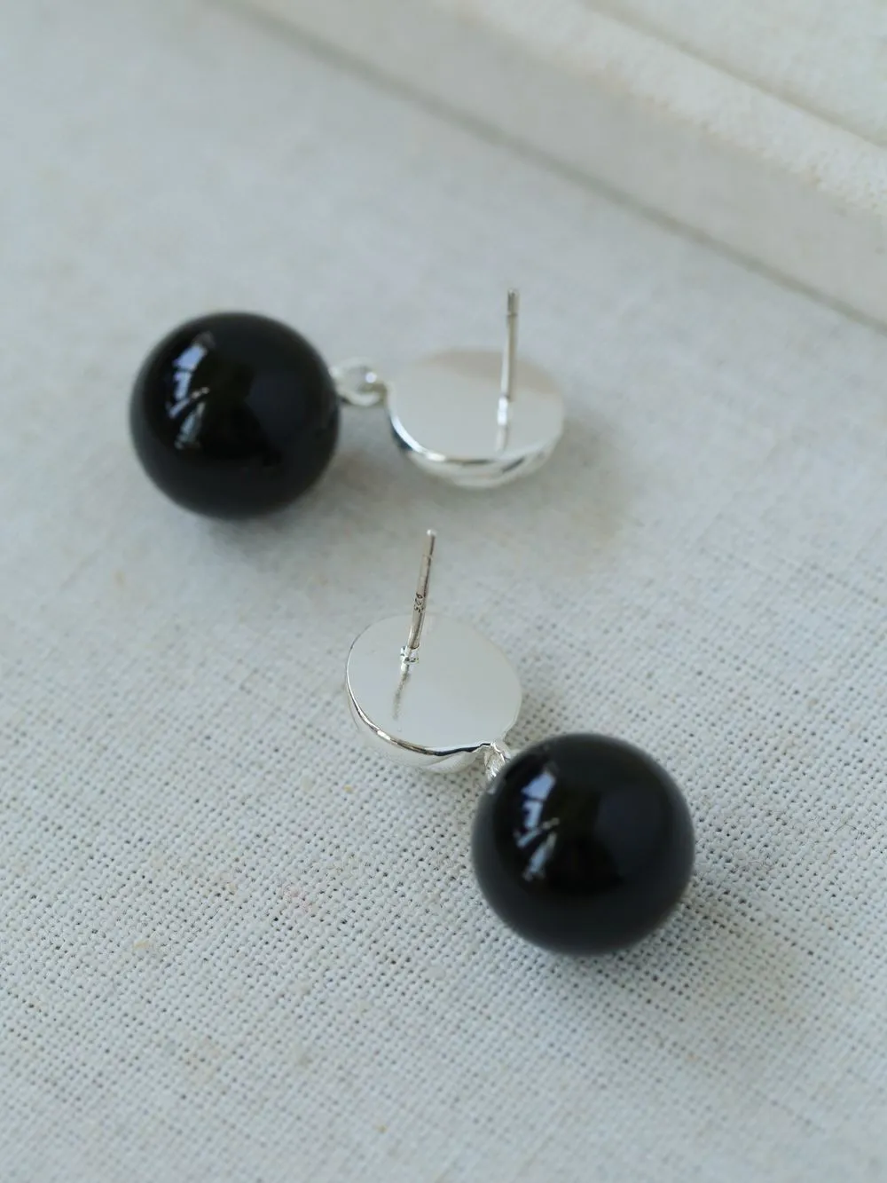 Striped Black Onyx Drop Earrings