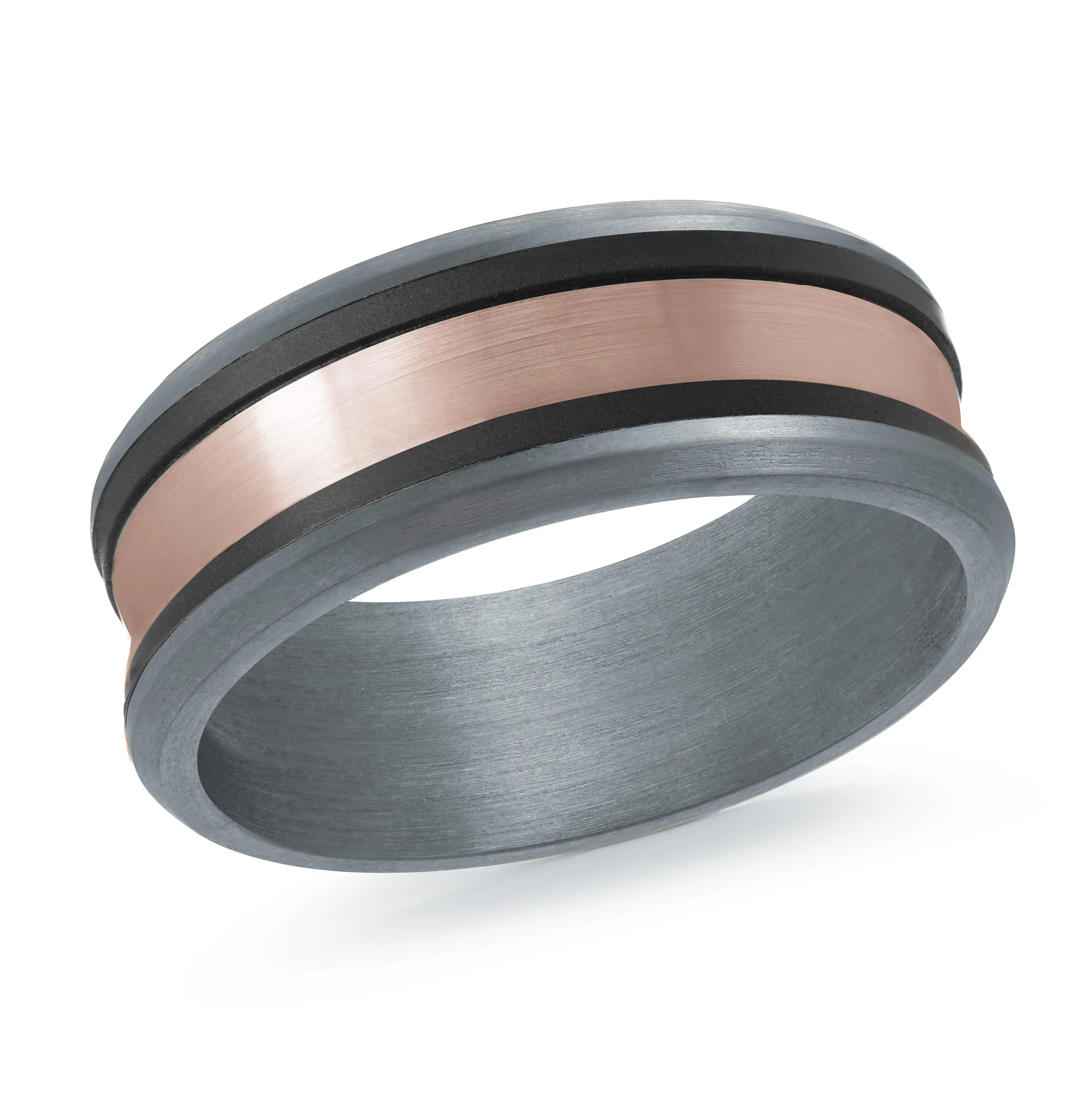 Tantalum with Carbon Fiber and 14K Rose Gold Ring from the Tantalum Collection by Malo - MRDTC-024-9BP