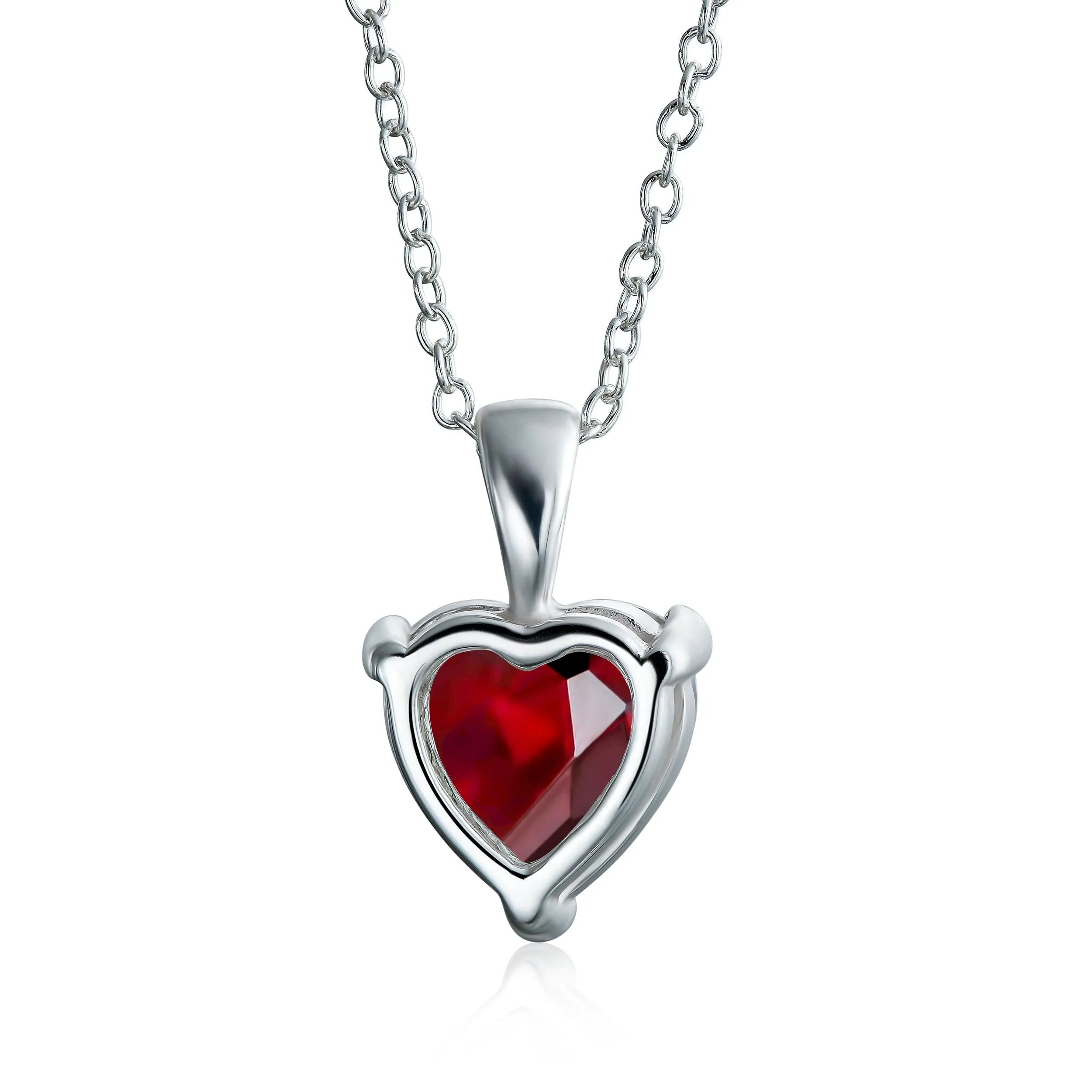 Timeless Elegance Red Pink Heart-Shaped Bridal Necklace - Sterling Silver CZ