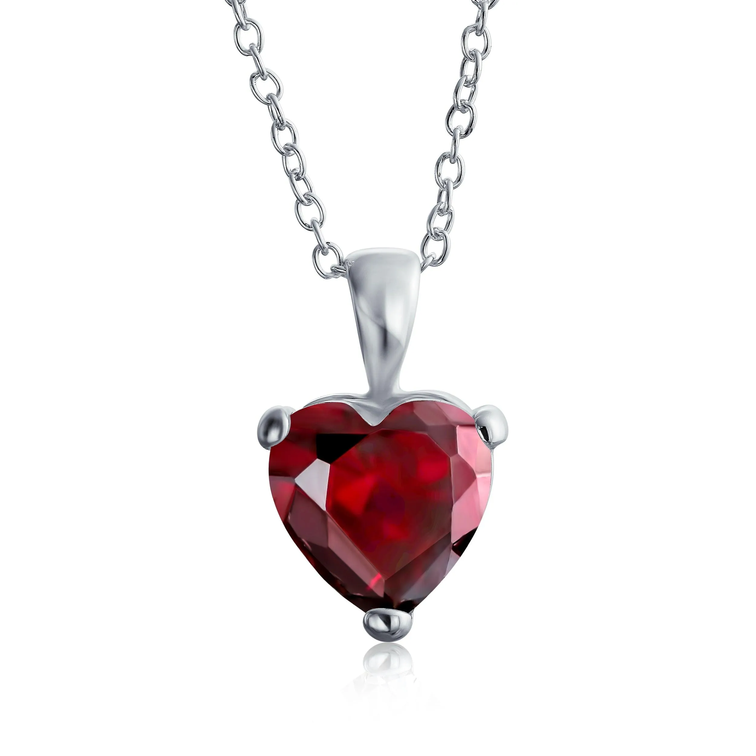 Timeless Elegance Red Pink Heart-Shaped Bridal Necklace - Sterling Silver CZ