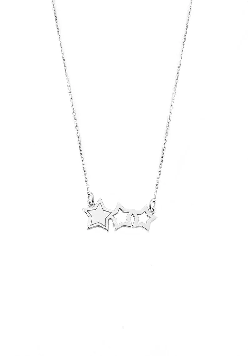 Triple Star Necklace  For Women - 14k Gold Vermeil Statement Necklace