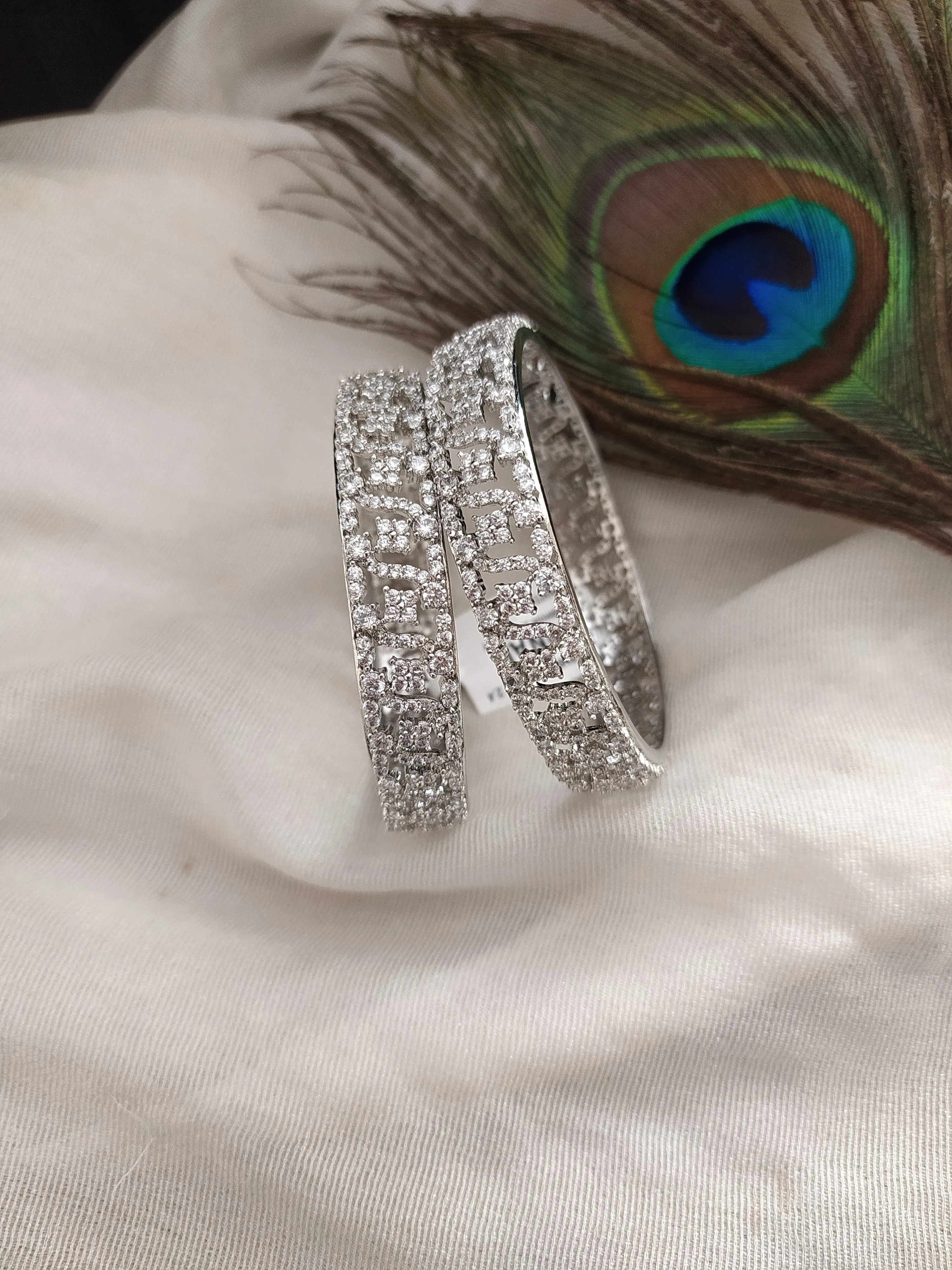 Unique Design Silver plated Zircon Bangles