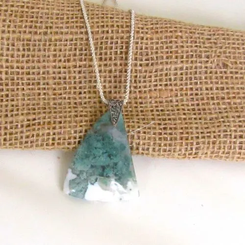 Wavelite Green Gemstone Pendant Necklace