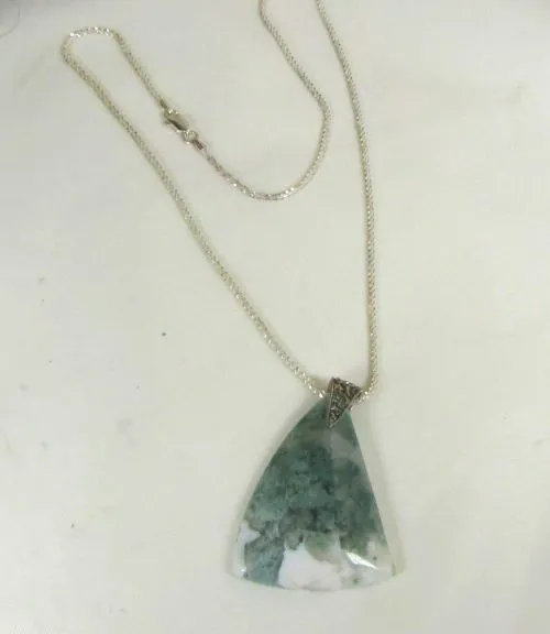 Wavelite Green Gemstone Pendant Necklace