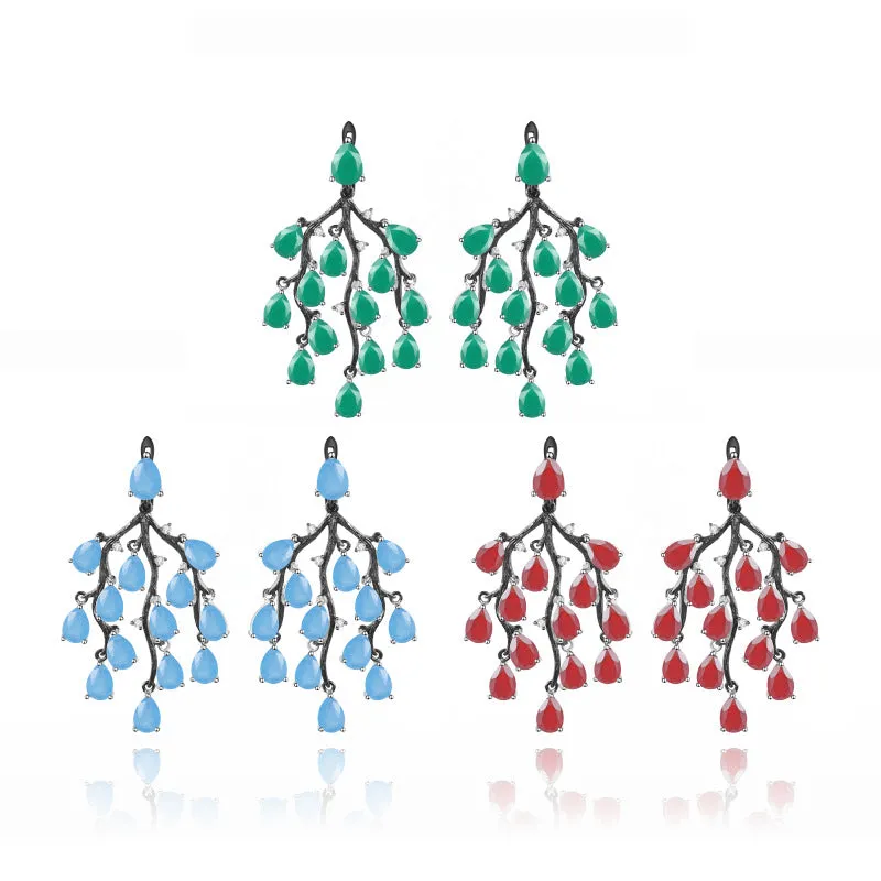 Weeping Willow Silver Drop Earrings for Women