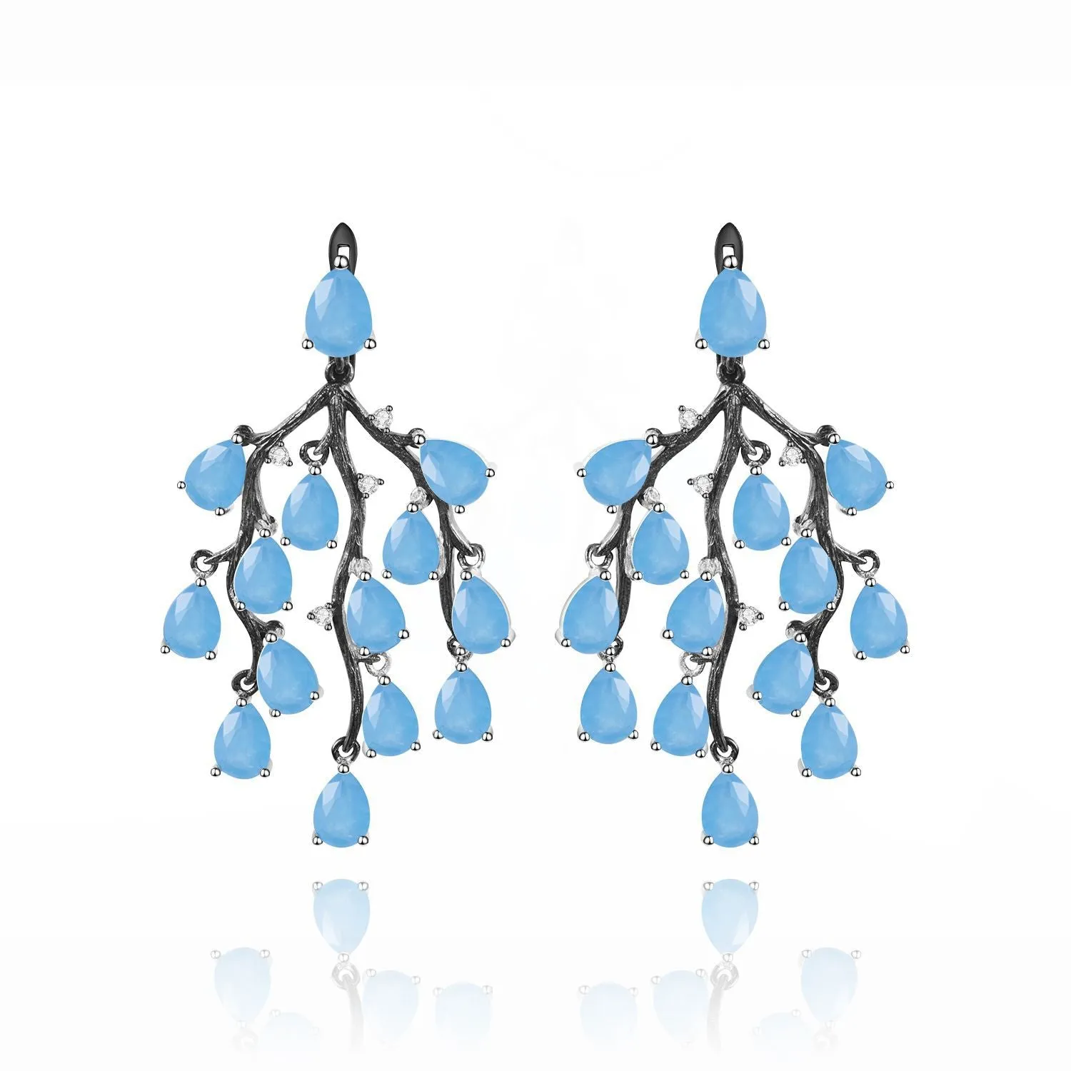 Weeping Willow Silver Drop Earrings for Women