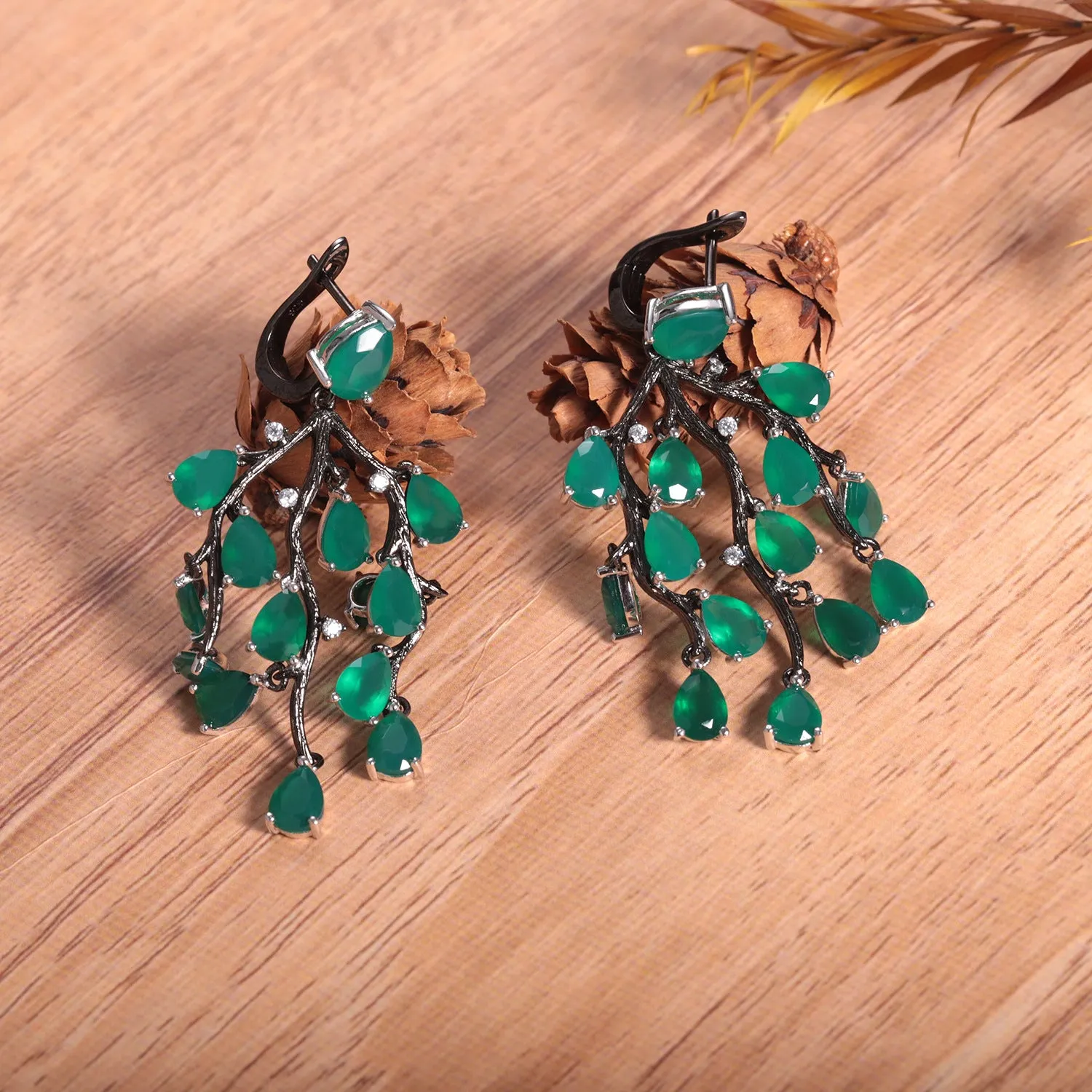 Weeping Willow Silver Drop Earrings for Women