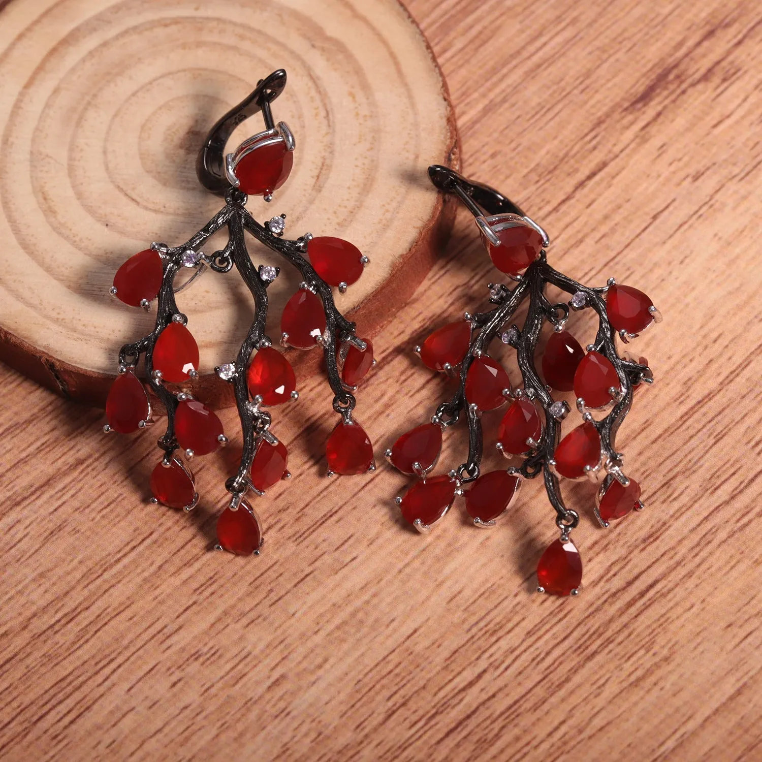 Weeping Willow Silver Drop Earrings for Women