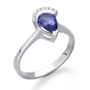 White Gold Tanzanite & Diamond Heirloom Ring