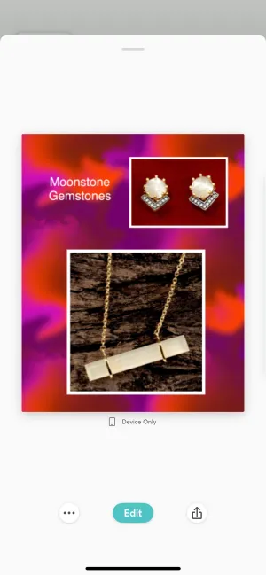 White Moonstone Gemstone Gold Bar Pendant Necklace and Stud Earrings Set 18"