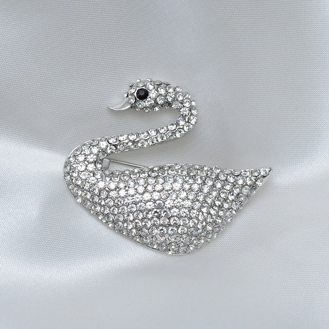 White Swan Stone Studded Brooch