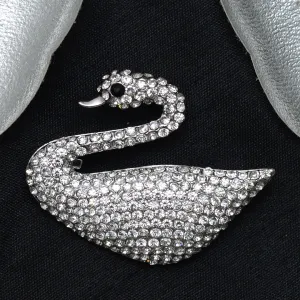 White Swan Stone Studded Brooch