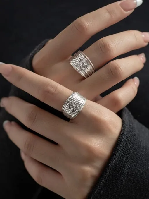 Wired Stack Ring 925 Sterling Silver Waterproof Tarnish Free Luxury Statement Rings