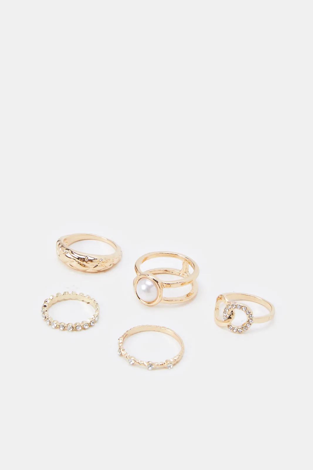 Women Gold Embellished Ring Set (Pack of 5)