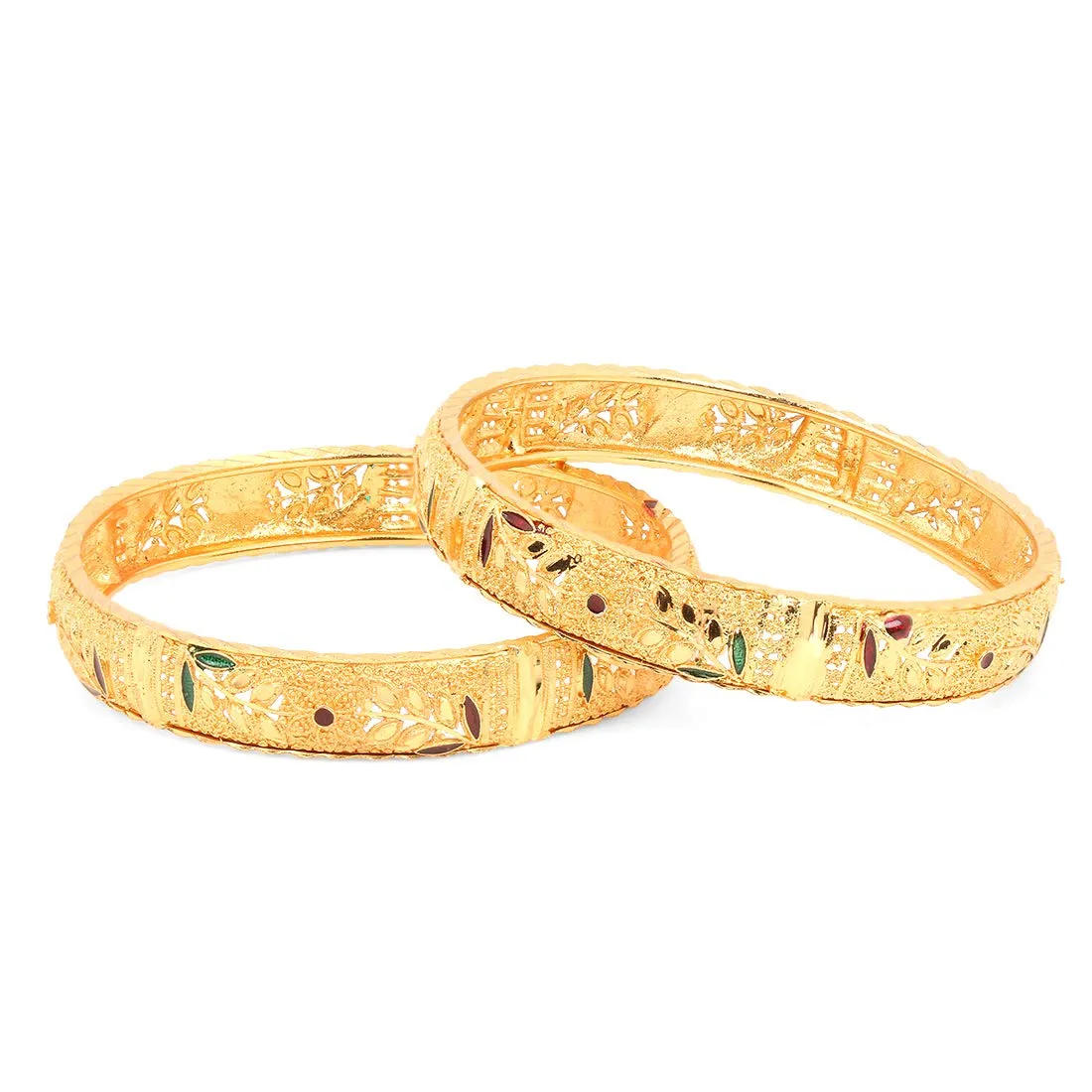 Yellow Chimes Bangles for Women and Girls Traditional Gold Bangles for Women Gold Plated Bangles for Girls 2 Pcs Bangles | Birthday Gift for Girls & Women for Wife