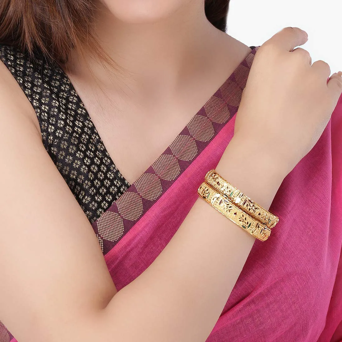 Yellow Chimes Bangles for Women and Girls Traditional Gold Bangles for Women Gold Plated Bangles for Girls 2 Pcs Bangles | Birthday Gift for Girls & Women for Wife