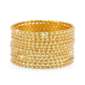 Yellow Chimes Bangles for Women and Girls Traditional Golden Pearl Bangles for women Gold Plated Bangles for girls Birthday Gift For Girls & Women Anniversary Gift for Wife