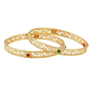 Yellow Chimes Latest Design Classic Look 2 Pcs Bangle Set Gold Plated Traditional Ethnic Bangles For Women And Girls (2.6)